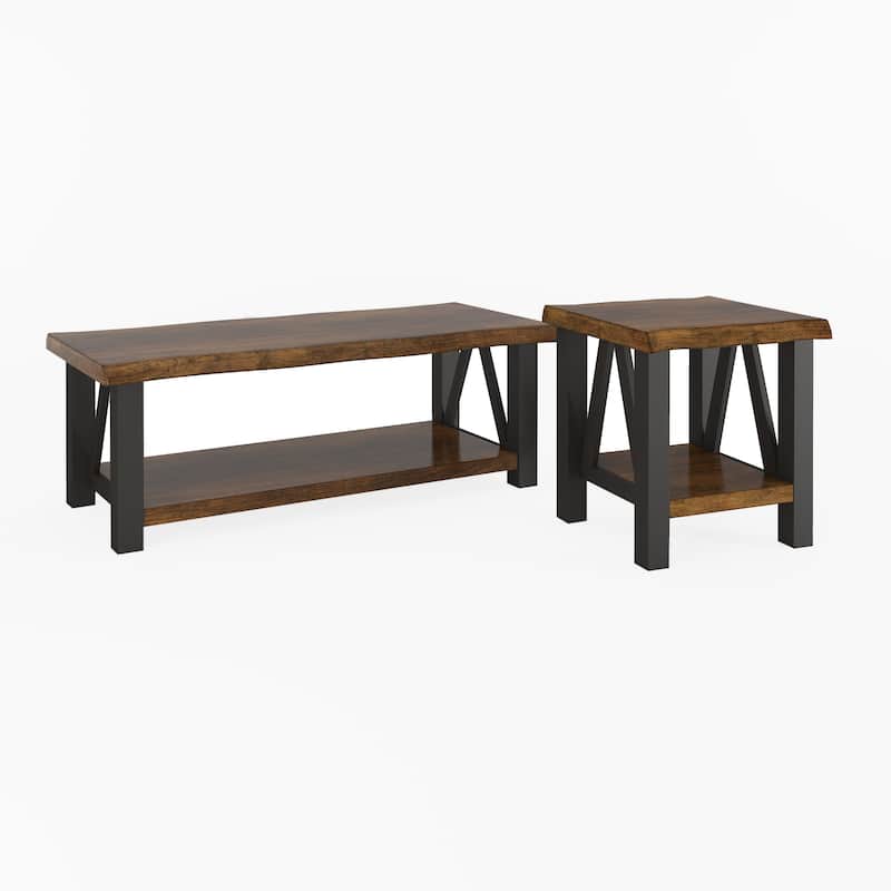 Banyan Live Edge Wood and Metal Accent Tables by iNSPIRE Q Artisan - End Table and Coffee Table Set