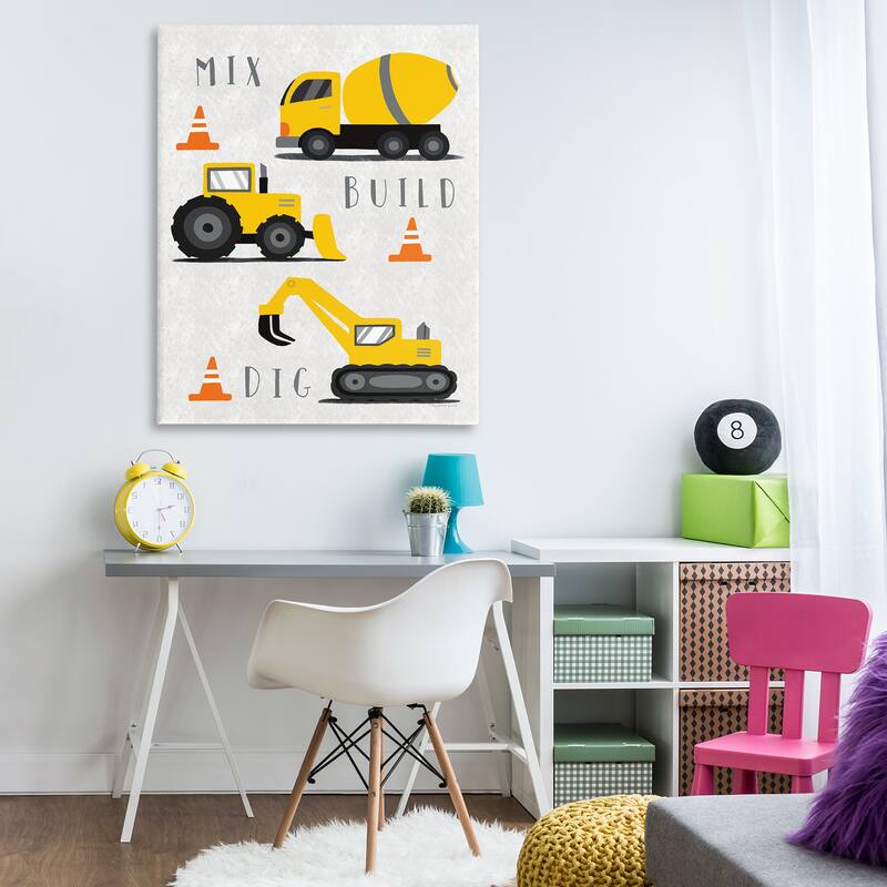 Stupell Mix Build Dig Trucks Canvas Wall Art Design By Elizabeth Tyndall