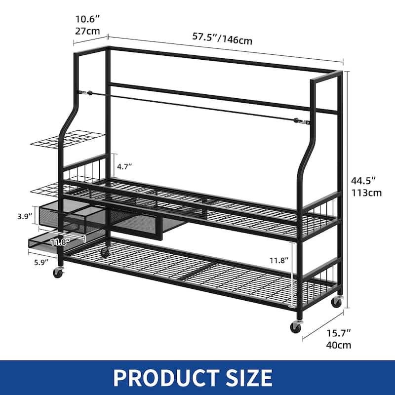 Moasis Sports Rack Equipment Garage Organizer Golf Sports Storage With Wheels