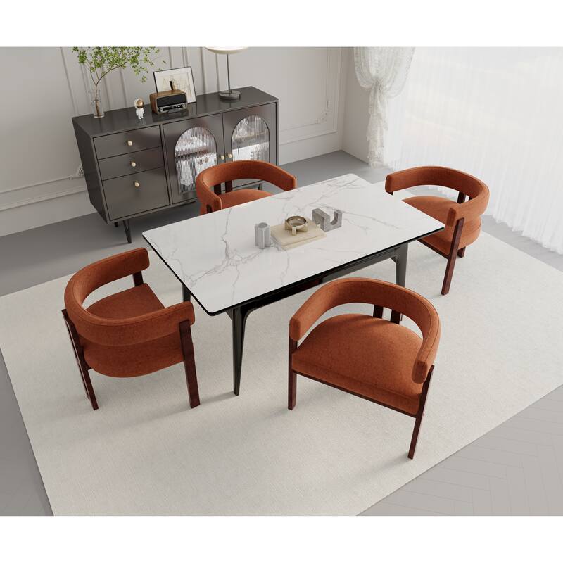 Modern Accent Chair, Upholstered Armchair with Open Back, 3 Legs Barrel Dining Chair Comfy Casual Side Chair Set of 2