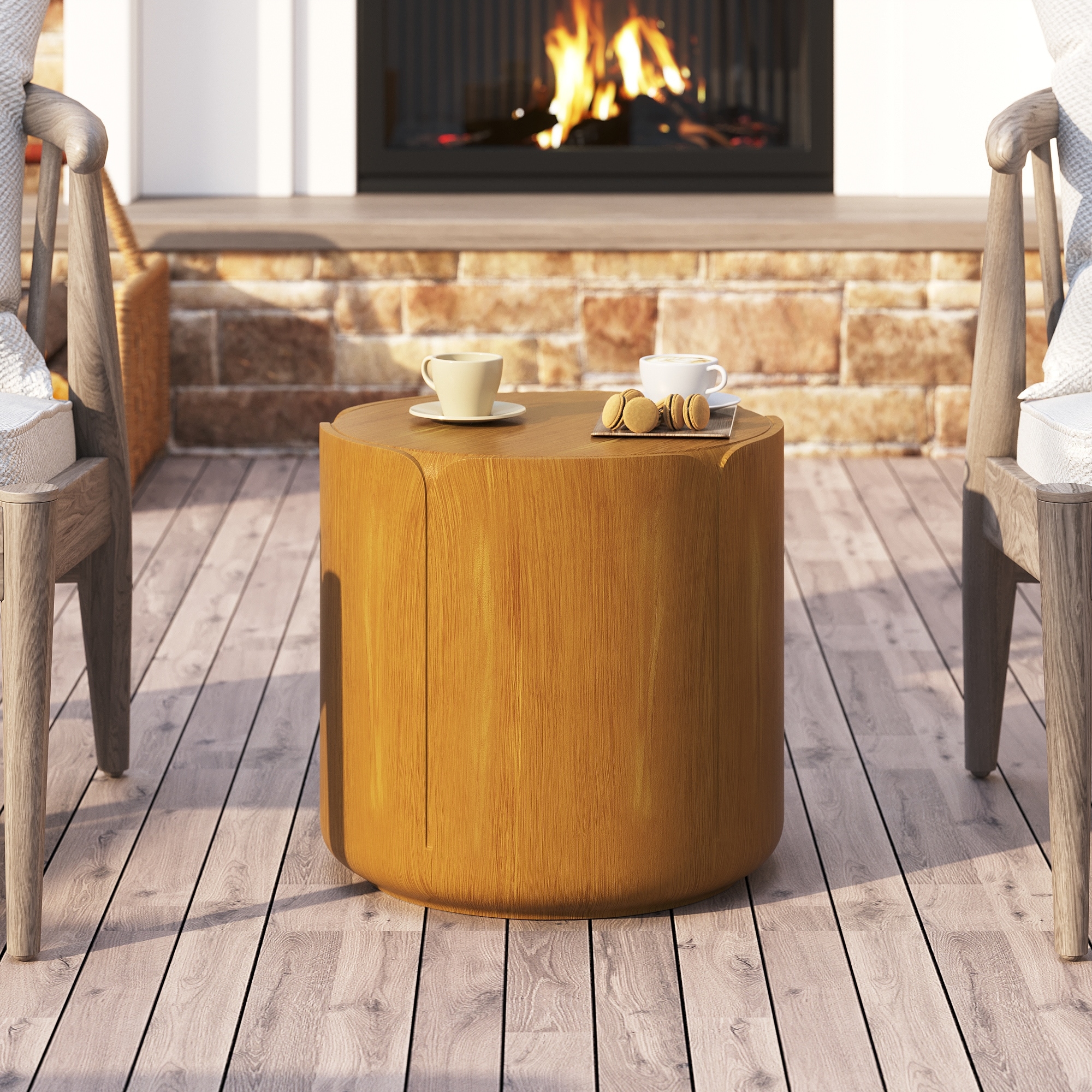 GDFStudio Kaelwyn MGO Cylindrical Waterproof Coffee Table