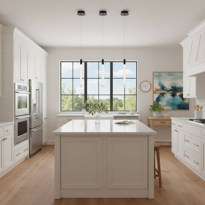 Artcraft Celine - 1-Light Integrated LED Pendant - Black Finish with Laser Lined Glass Rods