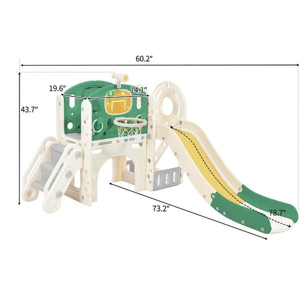 dimension image slide 0 of 4, Kids Slide Playset Structure 7 in 1 with Slide and Basketball Hoop