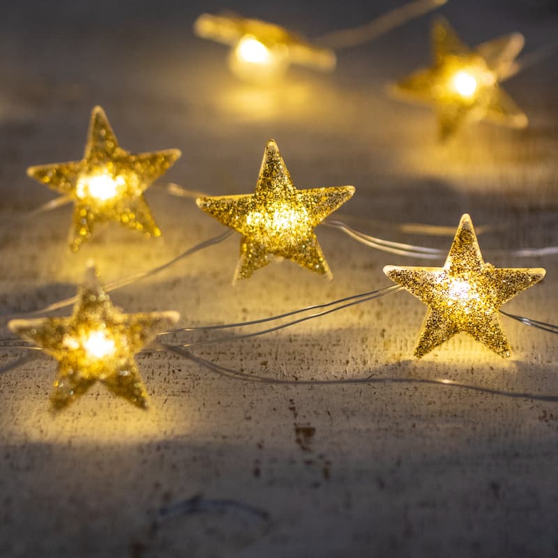 LED Mini Star Christmas Light Set - Warm White - 5.25' Silver Wire - 20ct