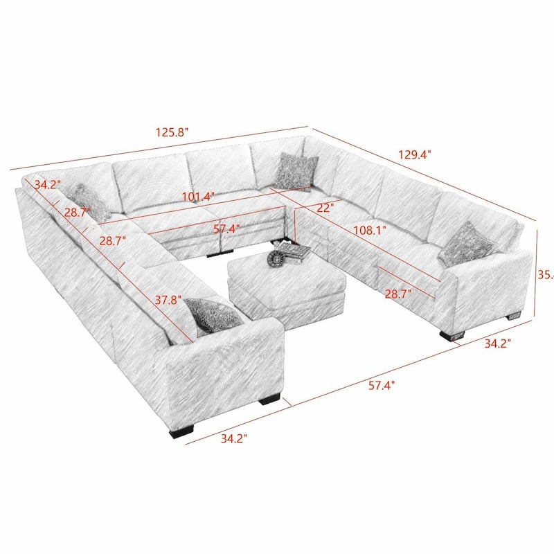 11 PCS Corduroy Flexible Combination Sectional Sofa