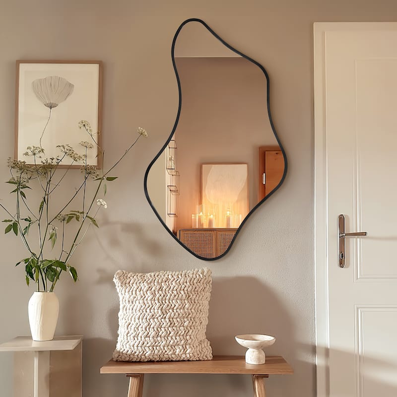 Irregular Asymmetric Aluminum Alloy Framed Wall Mirror