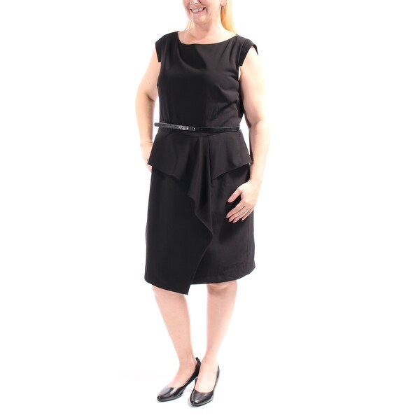 Black Knee Length Peplum Dress