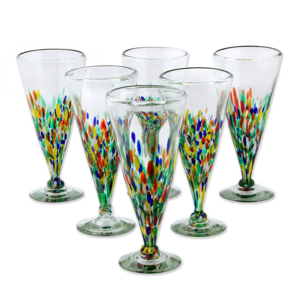 Multicolor Specks Beer Glasses Set Of 6