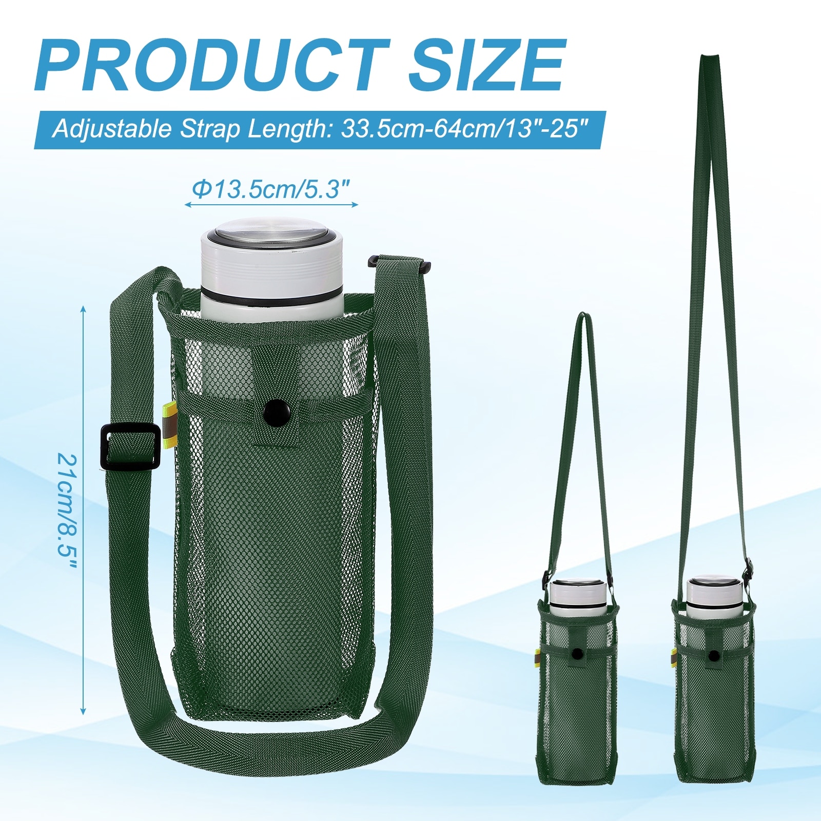 Water Bottle Holder with Shoulder Strap, Mesh Water Bottle Sleeve Bag, Crossbody Bottles Carrier Sling Pouch