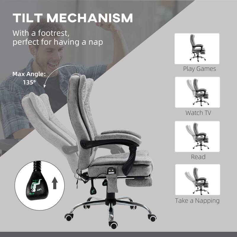 Vinsetto Microfiber Office Chair, High Back Computer Chair with 6 Point Massage, Gray