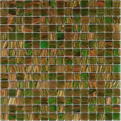 Apollo tile 12" x 12" Celestial Glossy Green Gold Glass Tile (20 sq ft/case) - 20 Pack
