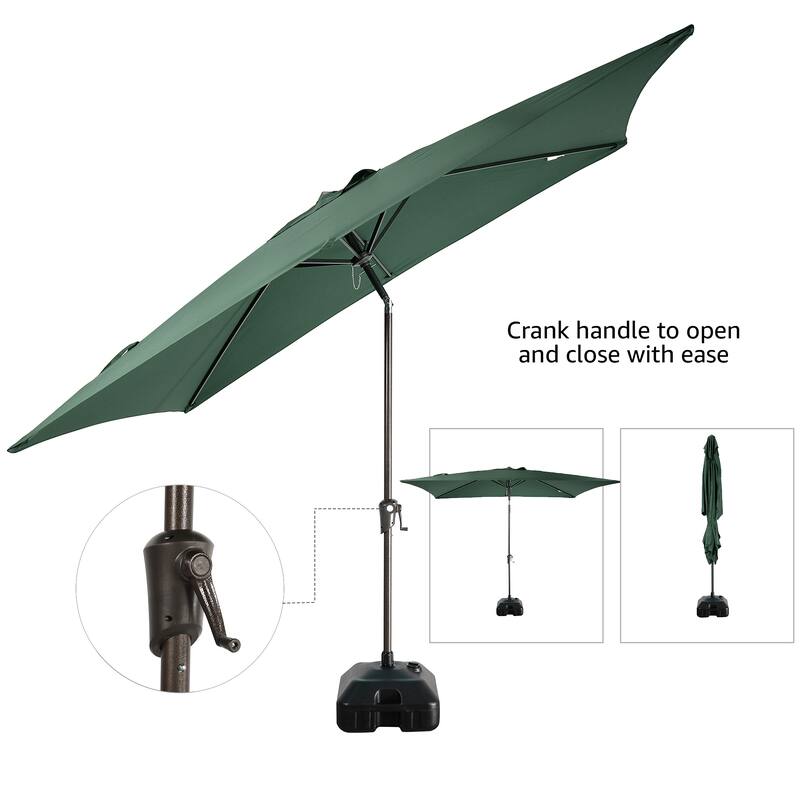 10' x 6.5' Patio Rectangular Market Umbrella with Crank and Tilt