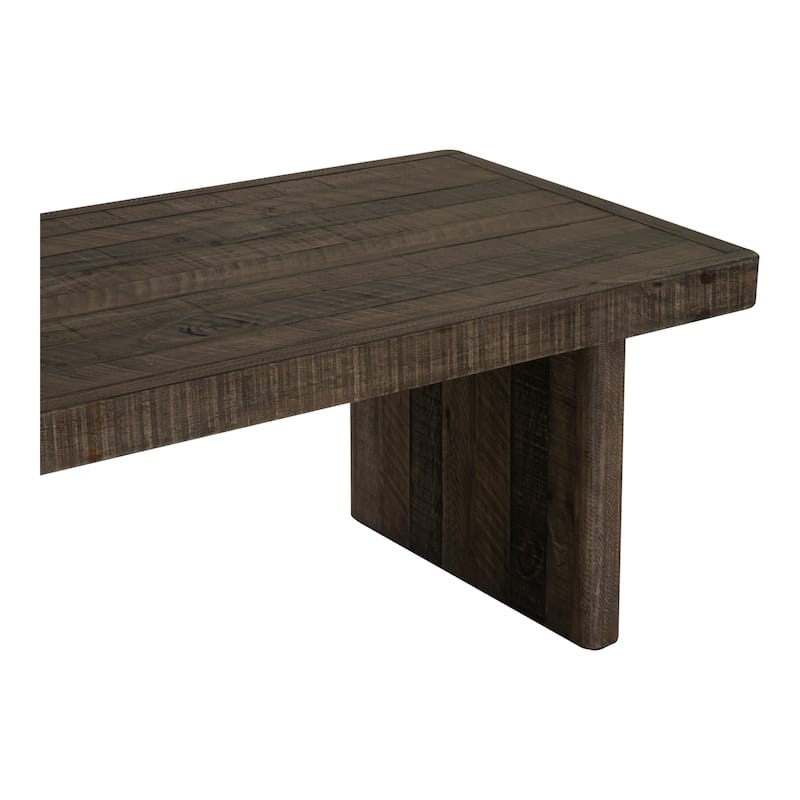 NADAAL STUDIOS Brannon Coffee Table, Rectangular Solid Pinewood, Matte Driftwood Finish, Brown Light Grey