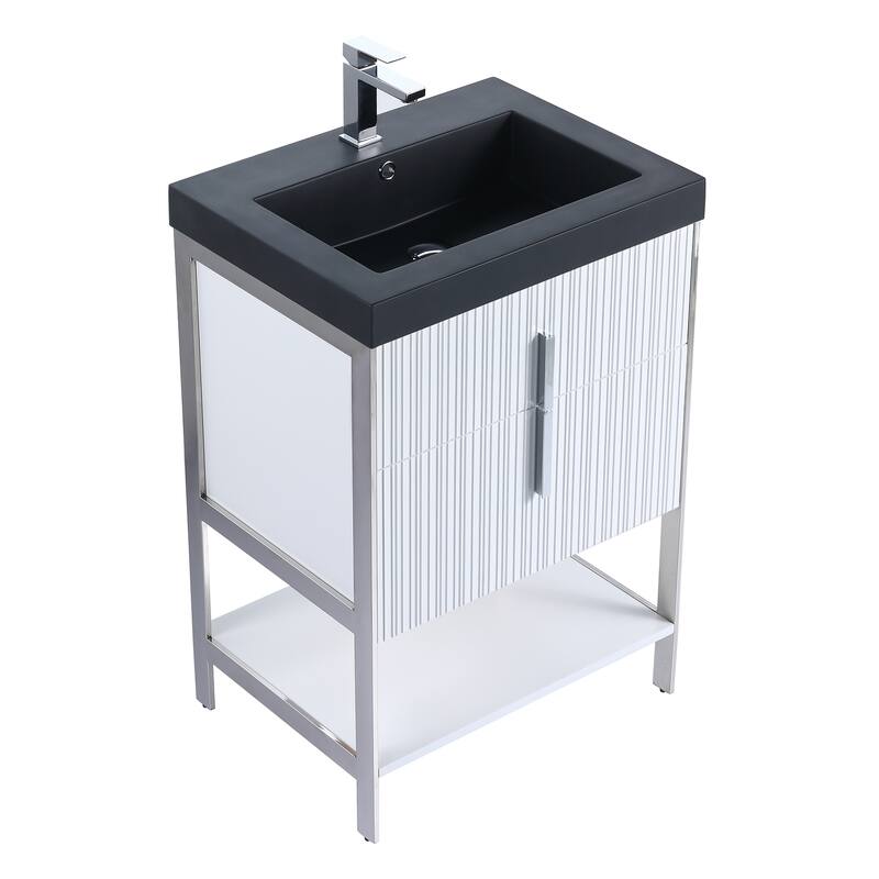 Fine Fixtures Serenity Modern Bathroom Vanity with Black Gel Acrylic Top