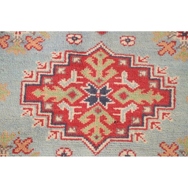 Light Blue Kazak Rug Hand-Knotted Wool Carpet - 4'11" x 6'6"