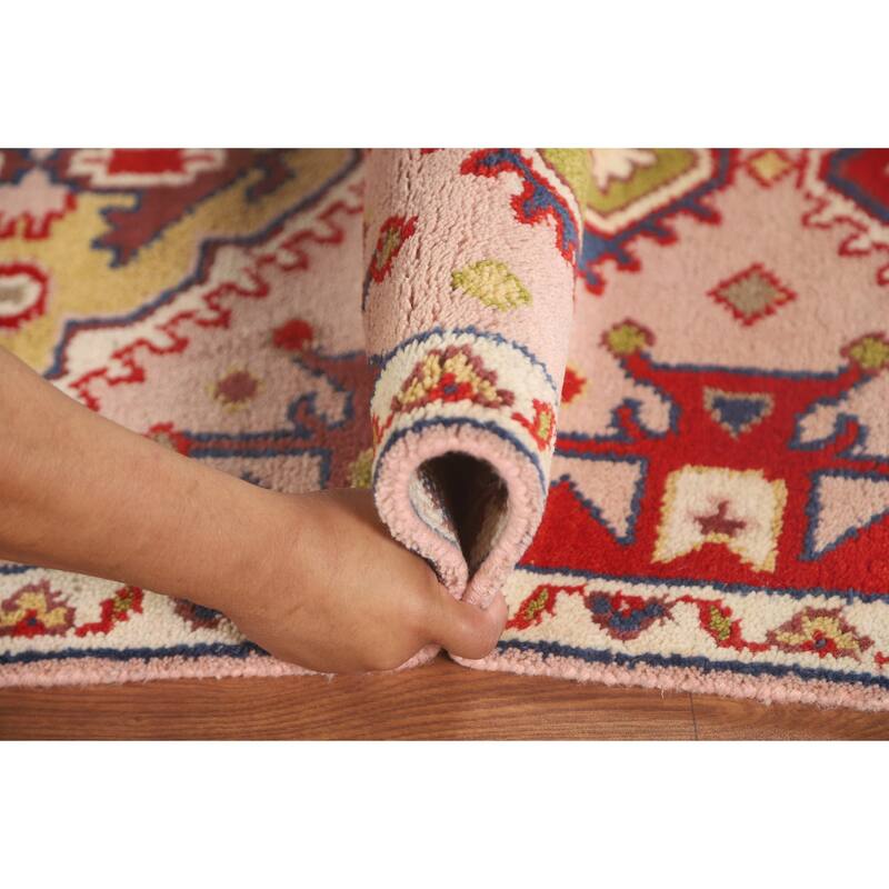 Geometric Kazak Oriental Runner Rug Hallway Handmade Wool Carpet - 2'6" x 9'10"