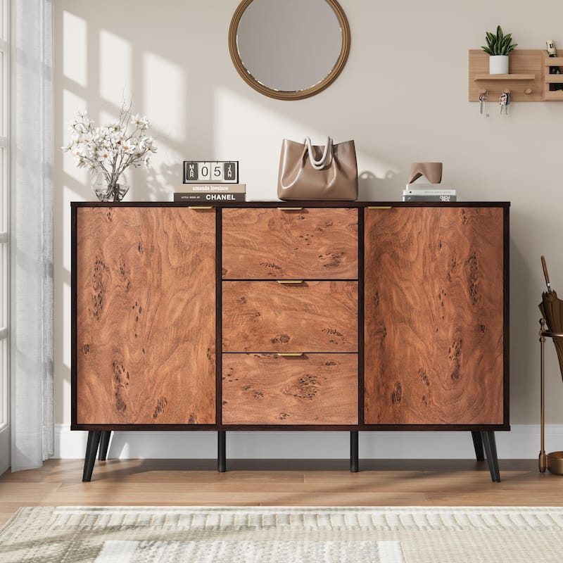 Buffet Cabinet with Drawers, 51.2'' Large Sideboard Buffet Credenza Storage Cabinet with Shelves and Doors