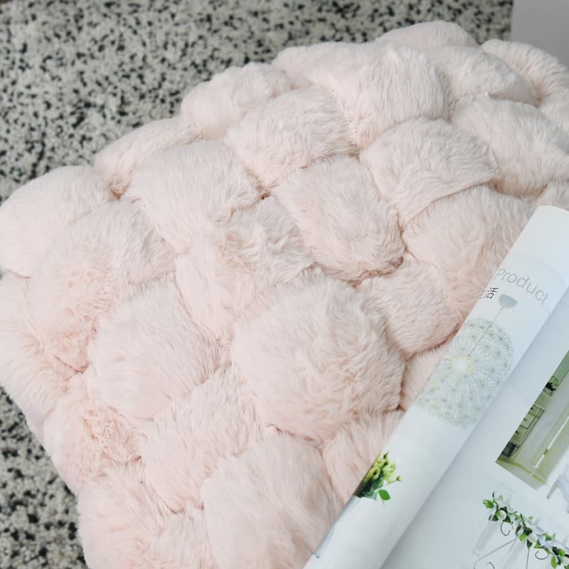Soft Fauxfur Pouf Stool Ottoman Fuzzy Entryway Bench Seat 27"x20"x19"