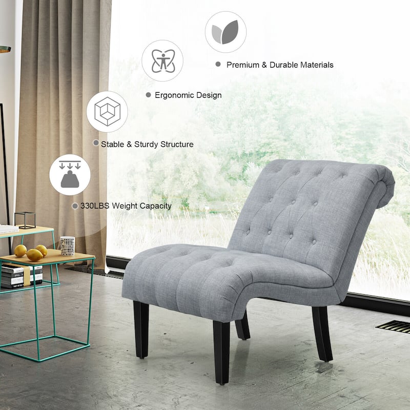 Gymax Armless Accent Chair Upholstered Tufted Lounge Chair Wood Leg - 38.5'' x 27.5'' x 33''