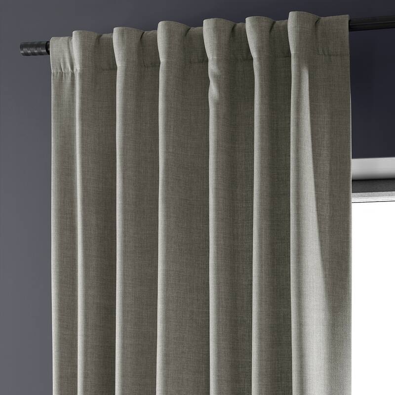 Exclusive Fabrics Italian Faux Linen Room Darkening Curtains (1 Panel) - Sophisticated Drapery for Versatile Décor