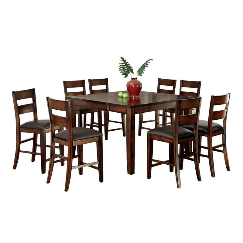 Counter Height Dining Set in Dark Cherry - 9-Piece Sets - Dark Cherry
