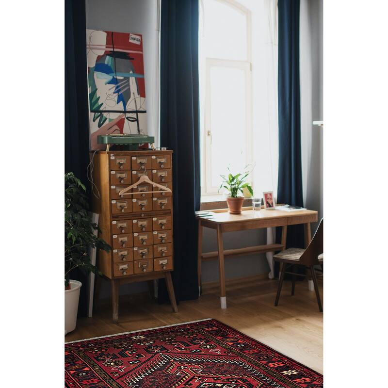 ECARPETGALLERY Hand-knotted Andelz Dark Red Wool Rug - 3'3 x 4'9