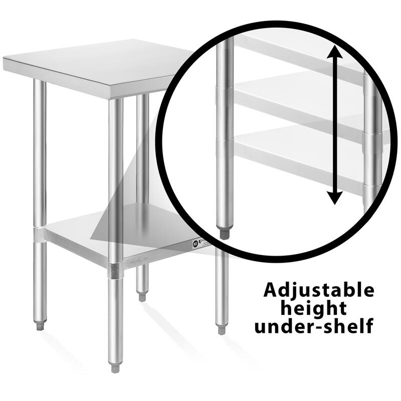 24 x 18in NSF Commercial Stainless Steel Table for Kitchen Prep Work - 24" x 18"