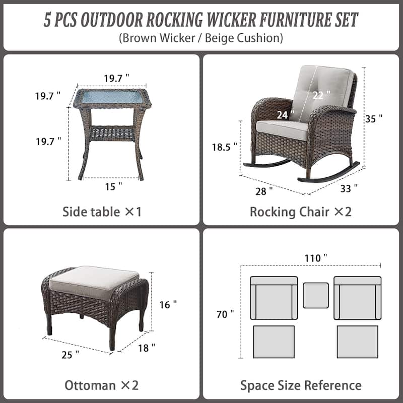Outdoor Rocking Club Chairs w/ Cushions