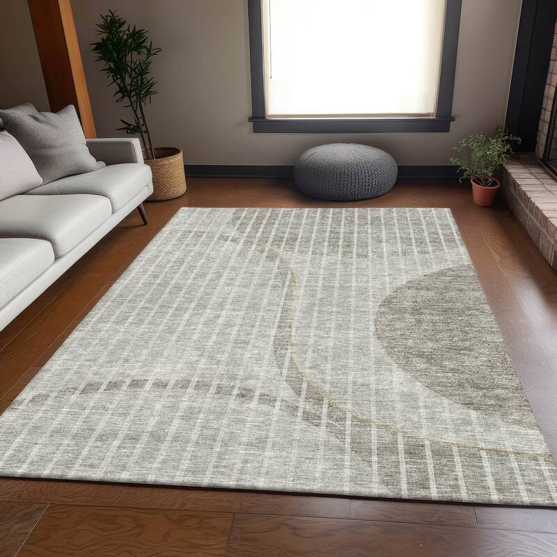 Premium Washable Super Soft Contemporary Deco Mayfield Rug - Taupe - 5' x 7' 6"