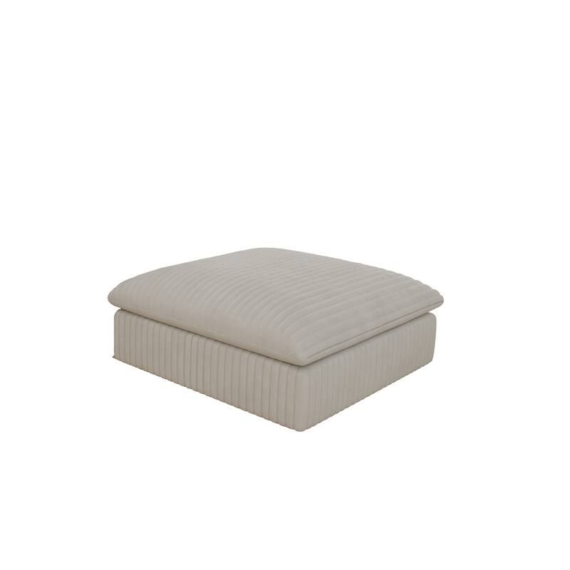 White Fabric Cloud Sofa, 39x39x17 inches, Feather-Filled, Modular Design