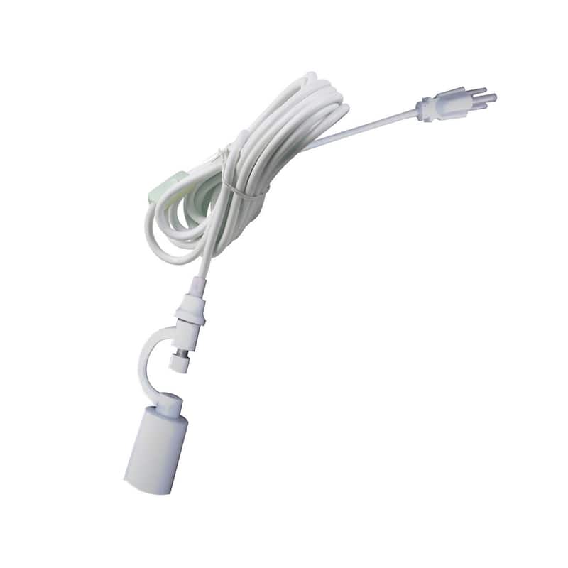 1 Light Swag Plug-In Pendant 18"w White Linen Shade, 17' White Cord