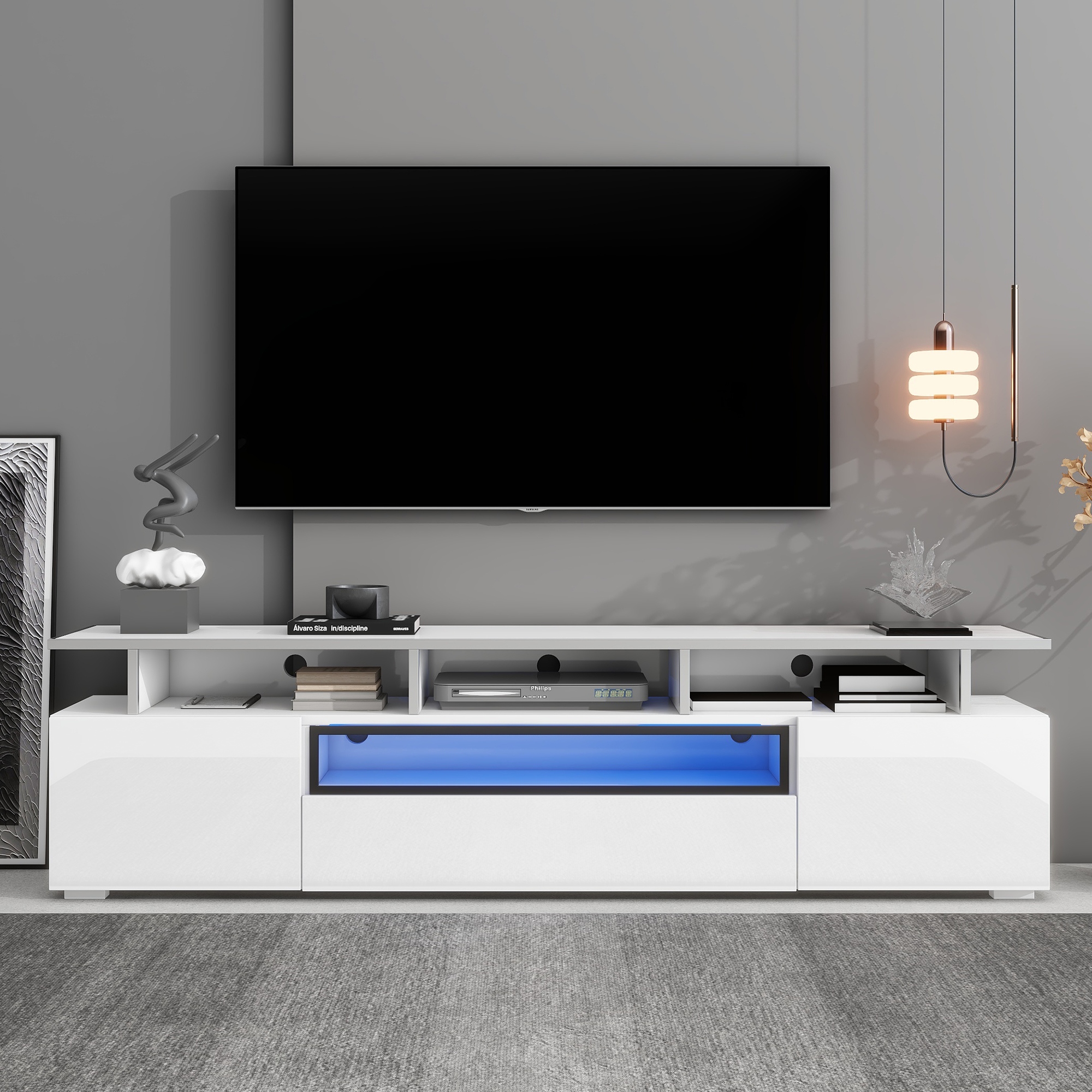 White acrylic sales tv stand