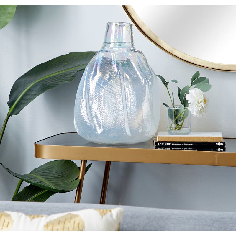 White Glass Contemporary Vase 14 x 9 x 9 - White