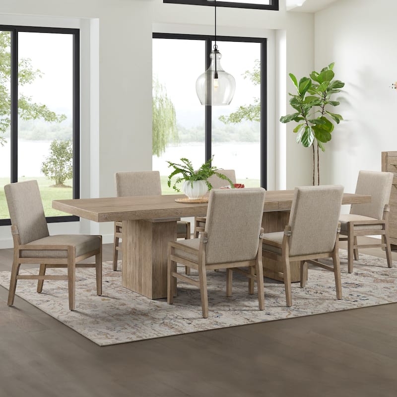 Nash 42" Solid Wood Dining Table with Leaf, Weathered Sand