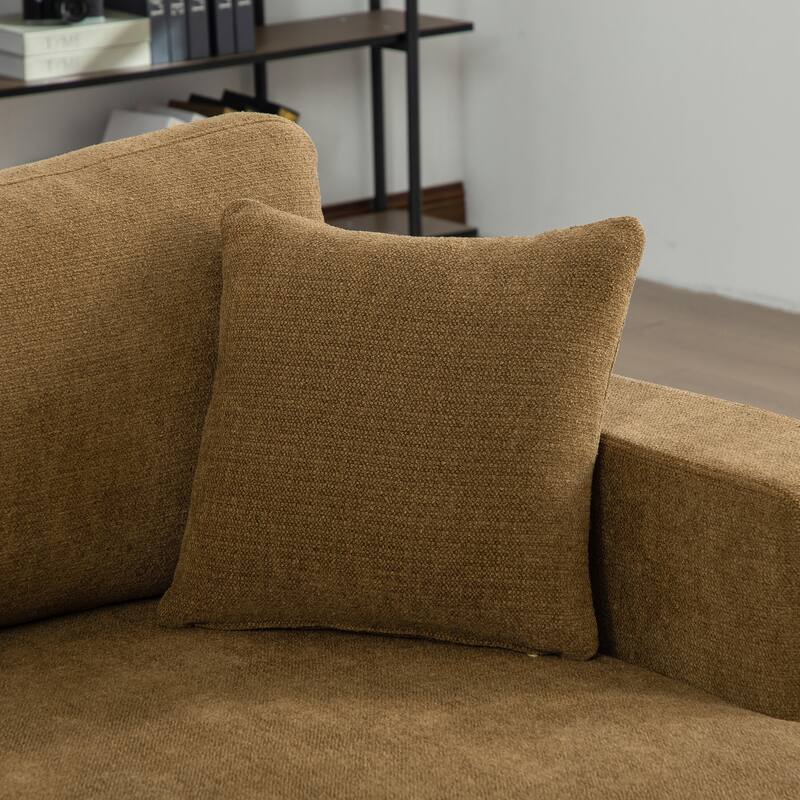 56.3"W Modern Chenille linen Loveseat Sofa,Sofa Bed with Pillows&Metal Legs