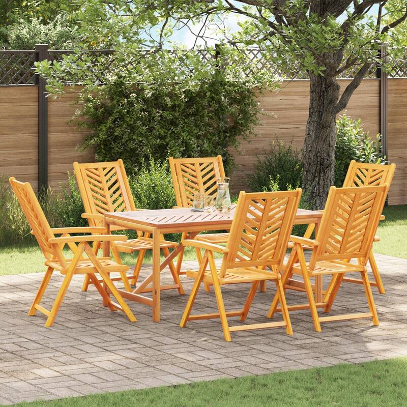 vidaXL Patio Chair Reclining Chair Seating Outdoor Furniture Solid Wood Acacia - 22.4 x 28 x 35.4 - Brown form-2