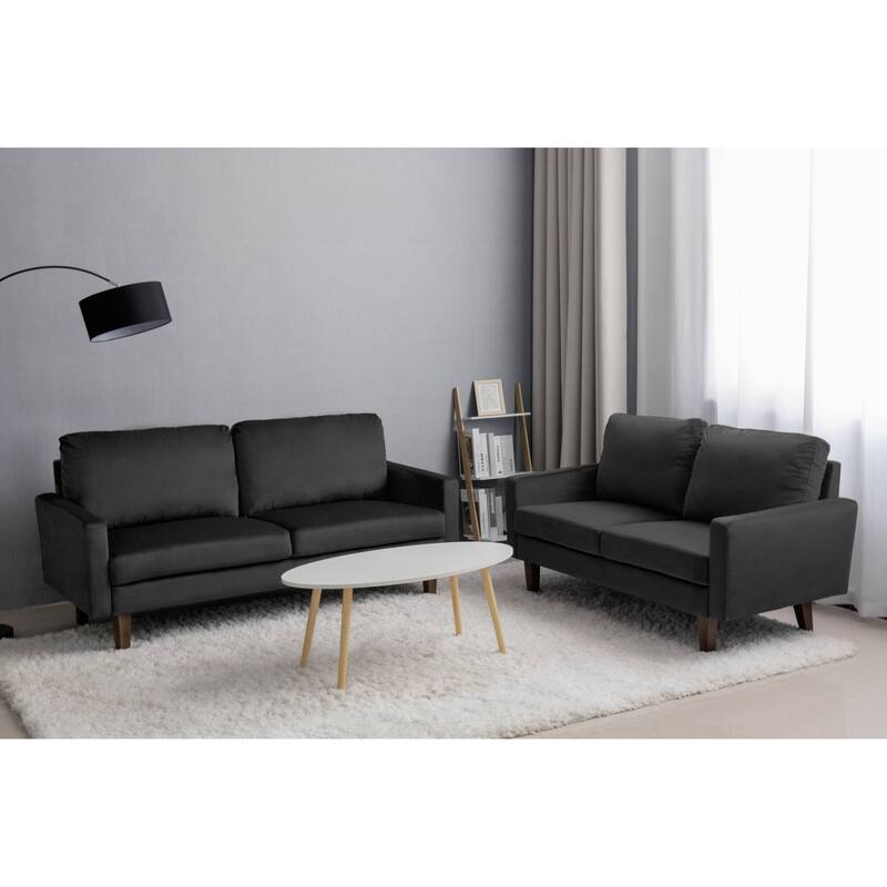 Velvet 2 Piece Loveseat and Sofa Living Room Set