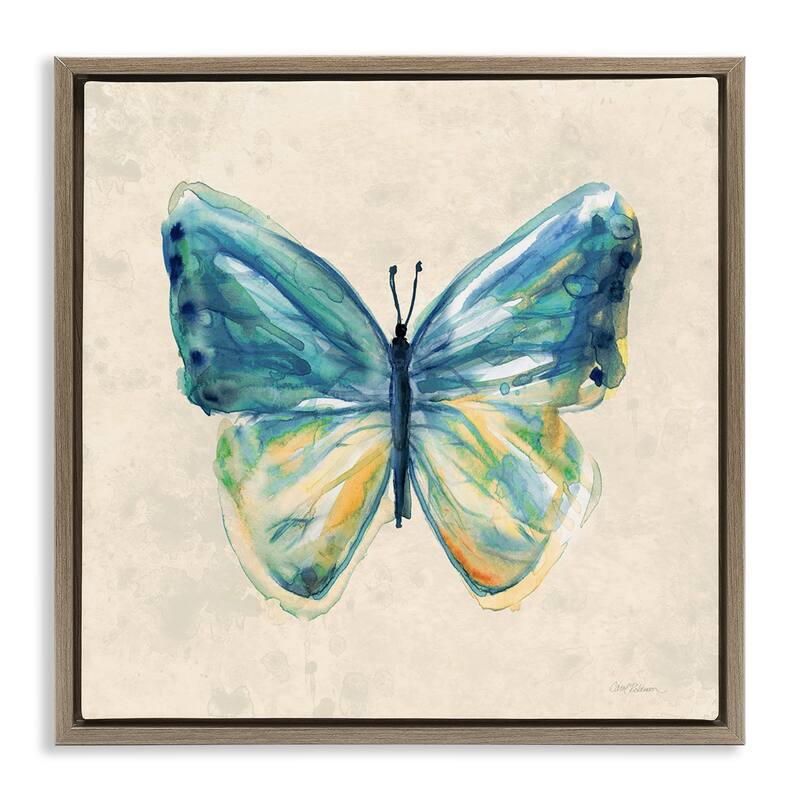 Stupell Bright Watercolor Butterfly Framed Floater Canvas Wall Art Design By Carol Robinson - 25 x 25 - Brown