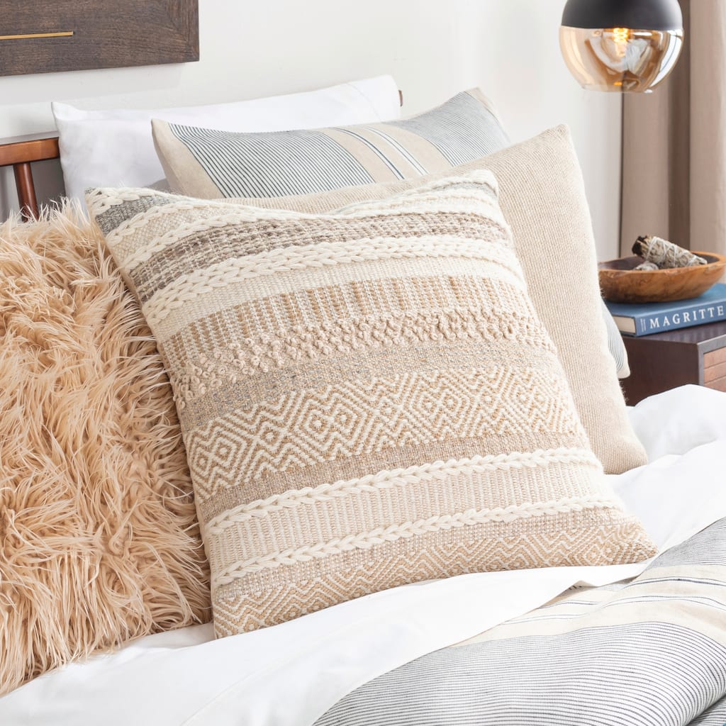 Chance Farmhouse Textured Geometric Throw Pillow