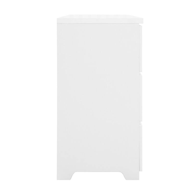 6-Drawer White Storage Cabinet, Modern Wavy Panel Dresser for Bedroom & Living Room