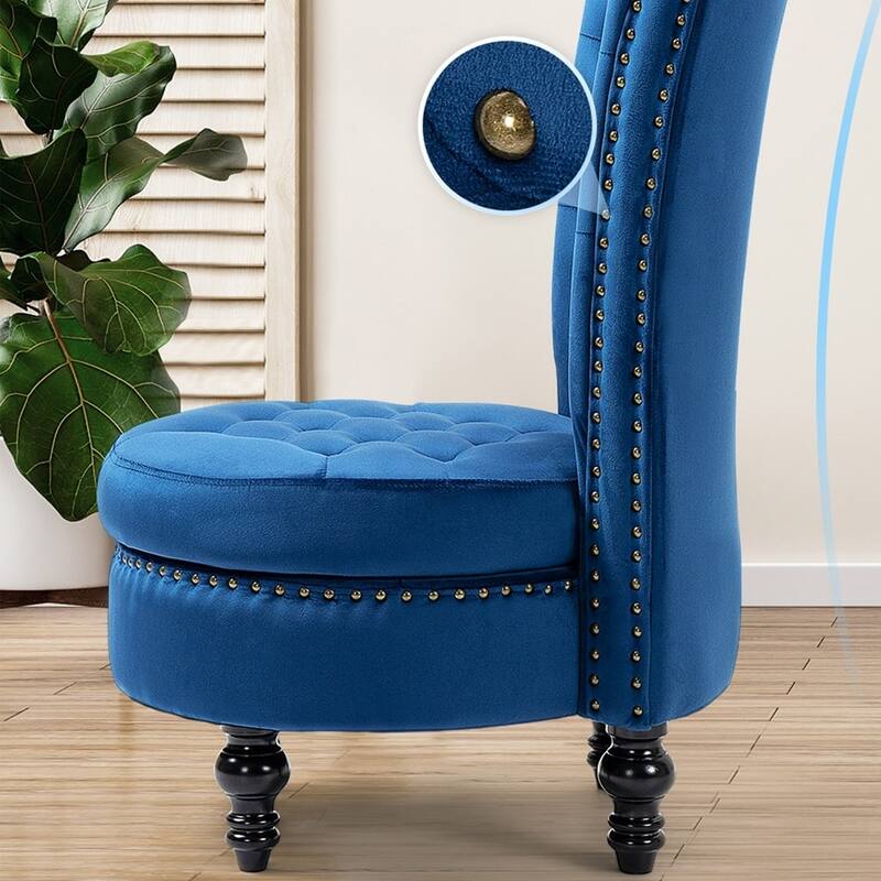 Velvet High-Back Storage Chair - Royal Accent Armless Chair for Living Room & Bedroom, 330lbs Weight Capacity
