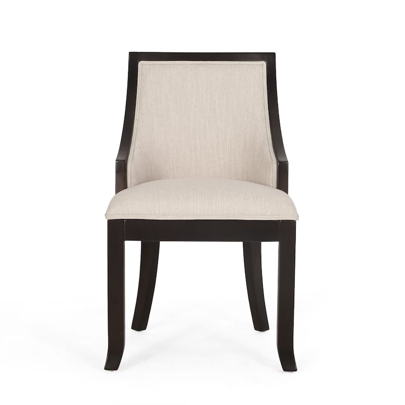 Set of 2 Fabric Upholstered Dining Chairs with Wood Legs