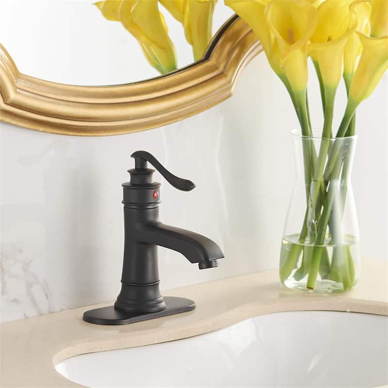 Single Handle Bathroom Faucet With Drain Assembly Single Hole Bathroom Sink Faucets Lavatory Basin Vanity Modern Elegant Taps