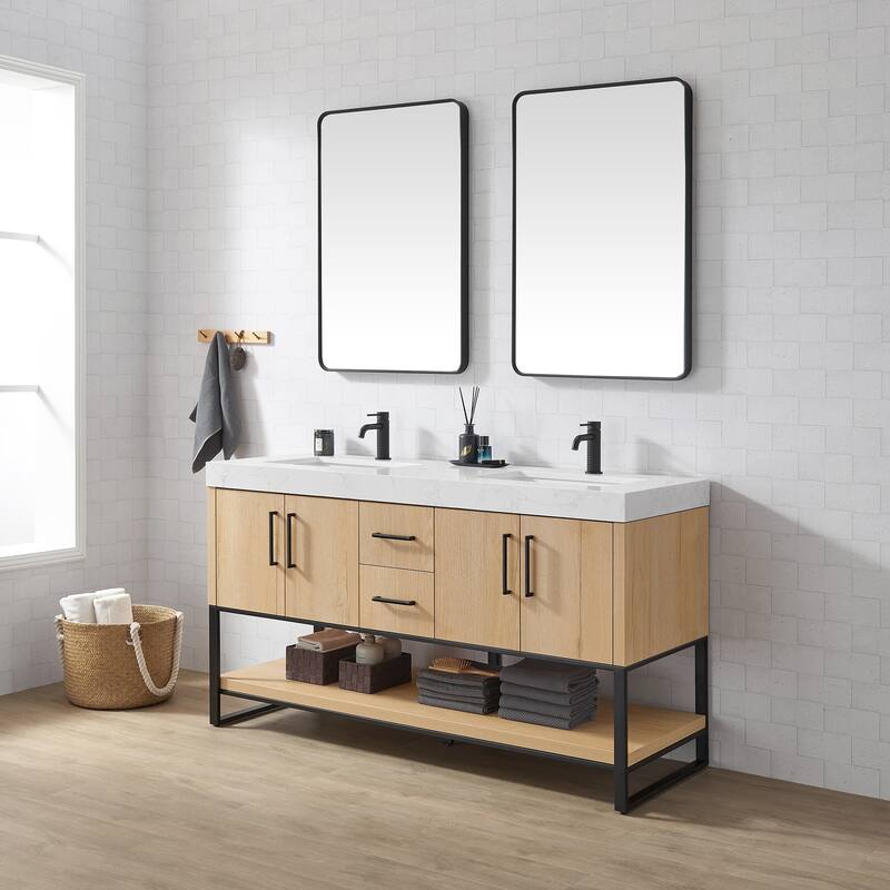 Kolkata Bathroom Vanity in Weathered Oak without Mirror