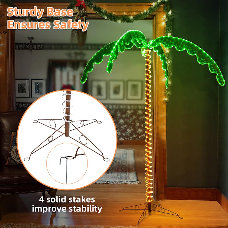 Costway 2PCS 5 FT & 7 FT Tropical LED Rope Light Palm Trees Pre-Lit - See Details