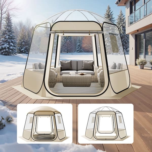 zelte 24 de Tipi Zelt Outdoor，Aufblasbare 4-Jahreszeiten-Zelte zum Camping, 12 m² wasserdichtes, winddichtes, aufblasbares Hauszelt für Erwachsene, einfach aufzubauendes au Sport & Freizeit Direct Deal Outdoor Camping backrest Kleur:Taupe