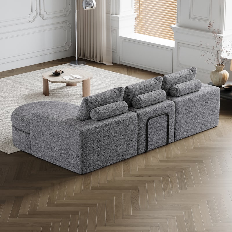 Roomfitters 99" Modern Chenille Cloud Curved Sectional Sofa with Chaise, L-Shaped Couch, for Living Room or Apartment