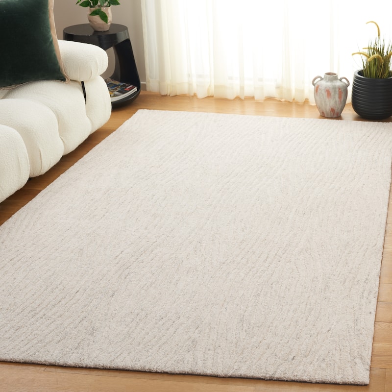 SAFAVIEH Handmade Harvest Siham Modern Contemporary Wool Rug - 6' x 9' - Silver/Ivory