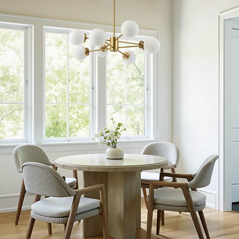 CO-Z Dimmable Modern Linear Sputnik Pendant Chandelier with Frosted Glass Globe Shades (6/8/12 - Light)