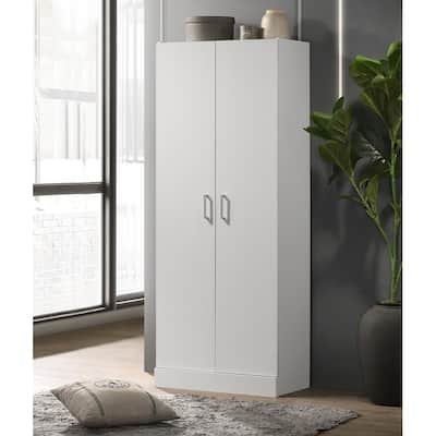 Alara White 60" Height Simplistic Modern Double Door Storage Cabinet